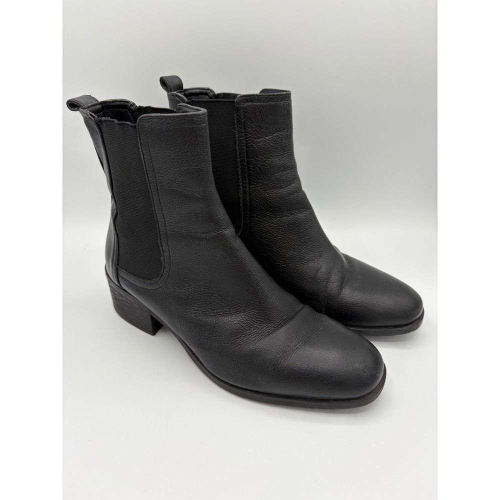 Kenneth Cole Reaction Salt Chelsea Boot Black Leather Ankle Bootie 7.5 38